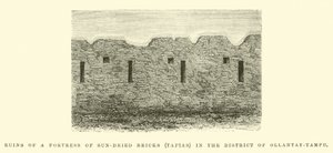 Ruins of a Fortress of Sun-Dried Bricks in the District of Ollantay-Tampu by Edouard Riou